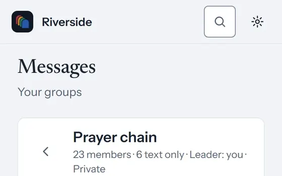 The prayer chain conversation in cOS, with a reply that came in by text